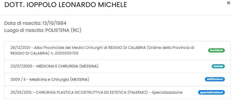 ABILITAZIONE DOTT LEONARDO MICHELE IOPPOLO
